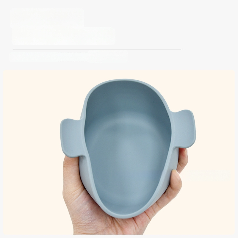 Vaikų silikoninis dubenėlis su siurbtuku, dviejų rankenėlių, 2 vnt. komplektas, maisto kokybės silikonas, anti-spill