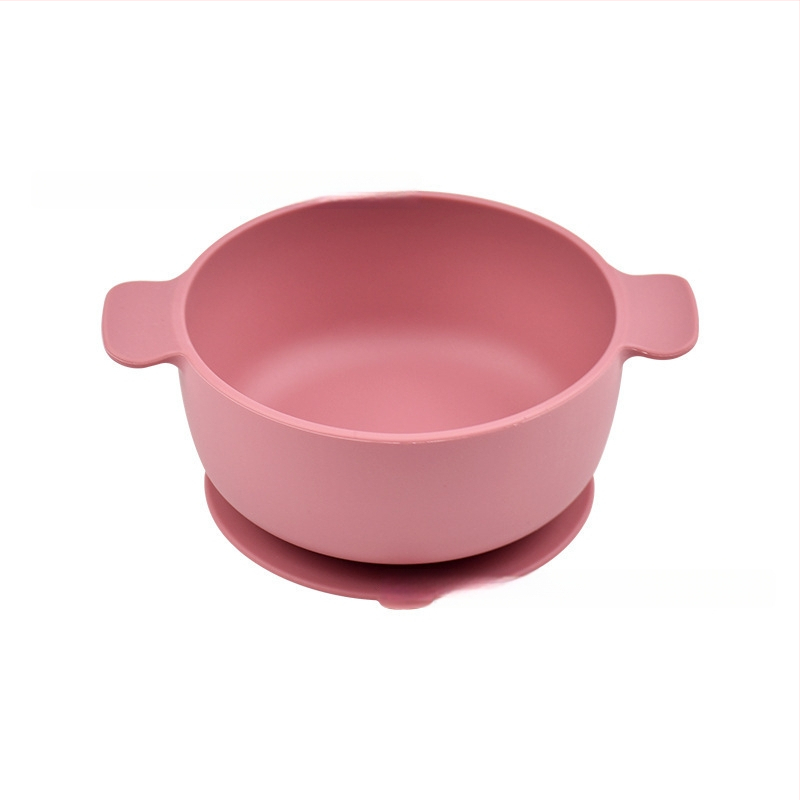 Vaikų silikoninis dubenėlis su siurbtuku, dviejų rankenėlių, 2 vnt. komplektas, maisto kokybės silikonas, anti-spill