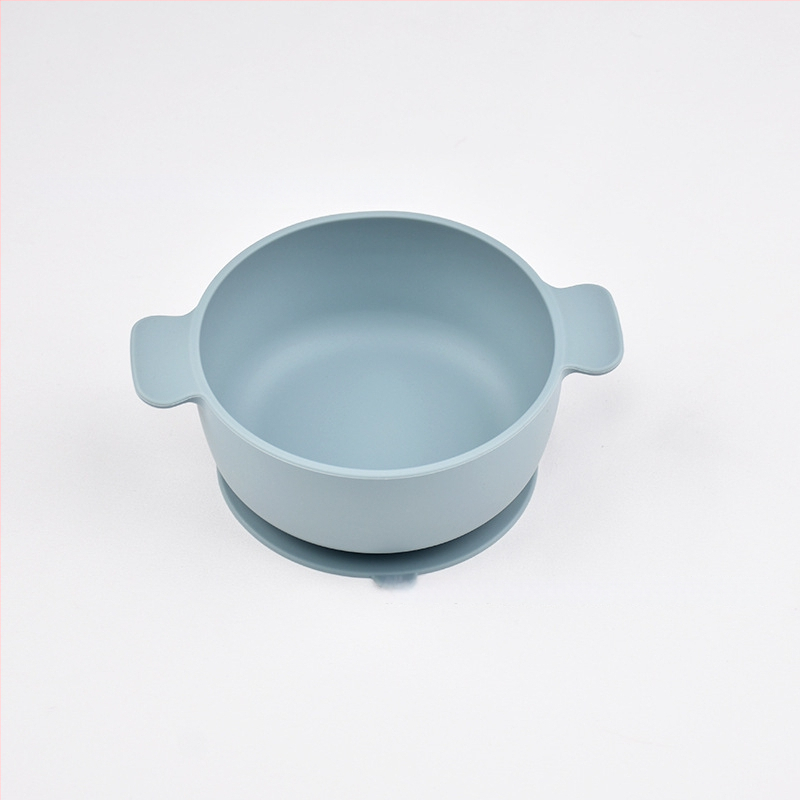 Vaikų silikoninis dubenėlis su siurbtuku, dviejų rankenėlių, 2 vnt. komplektas, maisto kokybės silikonas, anti-spill