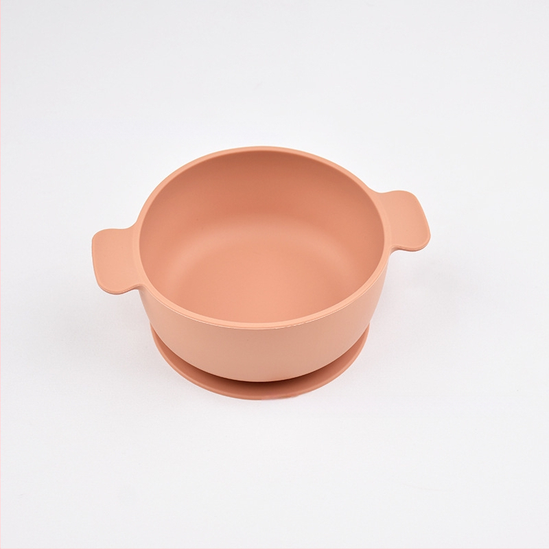 Vaikų silikoninis dubenėlis su siurbtuku, dviejų rankenėlių, 2 vnt. komplektas, maisto kokybės silikonas, anti-spill