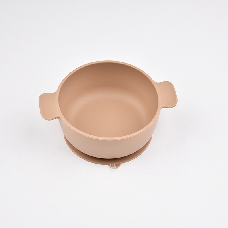 Vaikų silikoninis dubenėlis su siurbtuku, dviejų rankenėlių, 2 vnt. komplektas, maisto kokybės silikonas, anti-spill