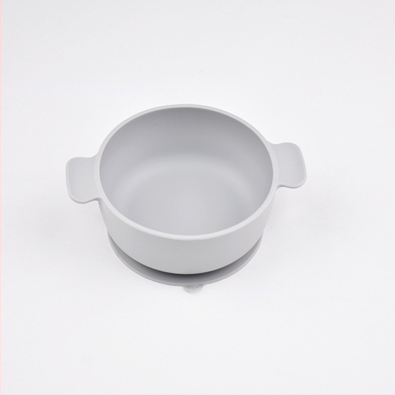 Vaikų silikoninis dubenėlis su siurbtuku, dviejų rankenėlių, 2 vnt. komplektas, maisto kokybės silikonas, anti-spill