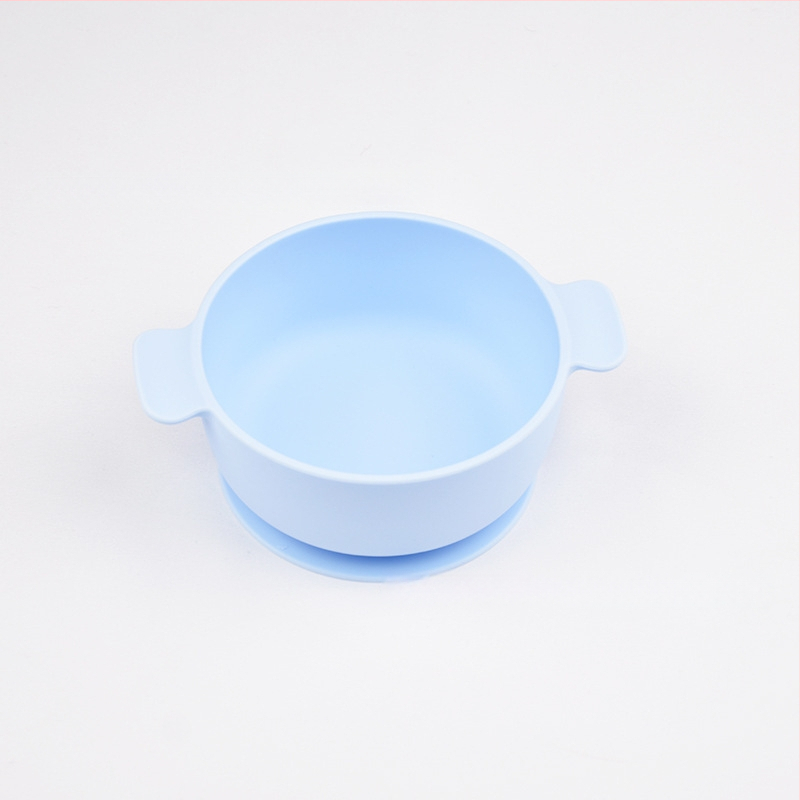 Vaikų silikoninis dubenėlis su siurbtuku, dviejų rankenėlių, 2 vnt. komplektas, maisto kokybės silikonas, anti-spill