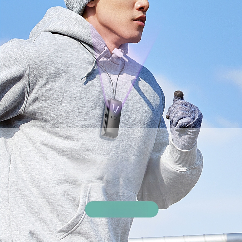 Φοριέται στον αυχένα καθαριστής αέρα με αρνητικά ιόντα; τροφοδοσία USB; ήσυχη λειτουργία (<36 dB); ροή αέρα κάτω από 50 m³/ώρα; κατάλληλο για χώρους μέχρι 10 m²; εκπομπή ιόντων 28 εκατομμύρια/cm³.