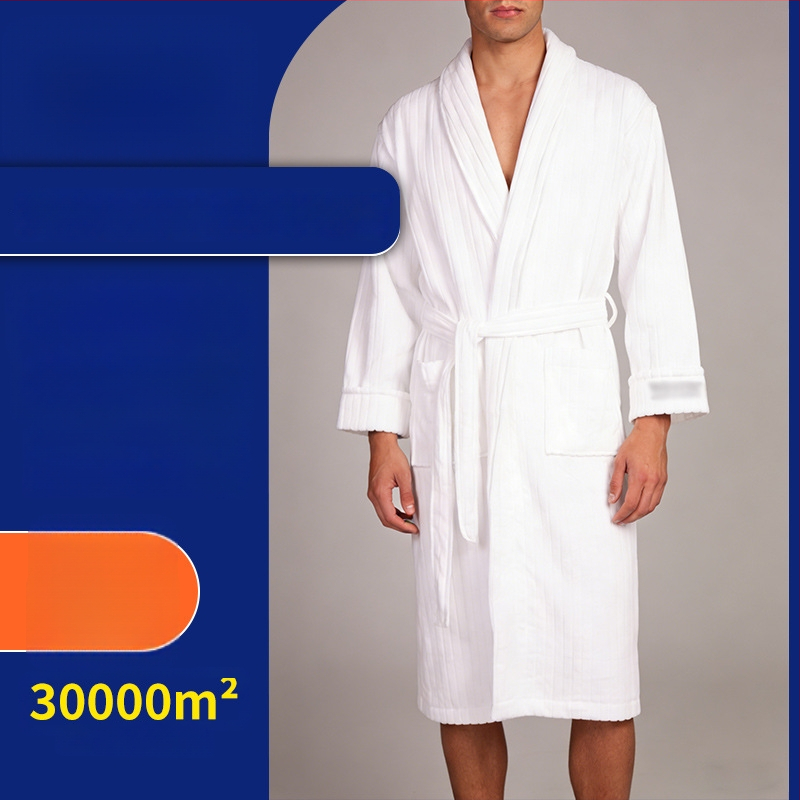 Kupaći ogrtač od 100% pamuka s jacquard uzorkom i veluru efektom, upija vlagu i brzo se suši, pogodan za beauty salone, gostinjske kuće i za parove
