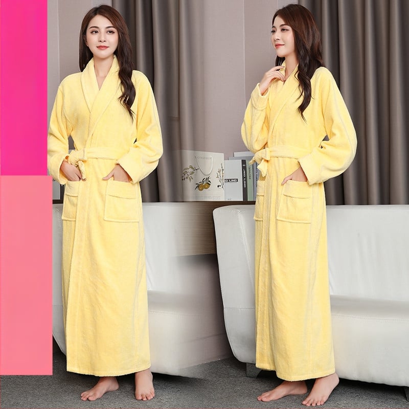 Дълъг терри памучен халат за зима, унисекс, за двойки