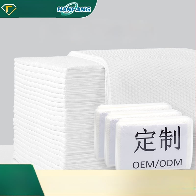 Еднократна кърпа за сушене на коса със турбан за салони (Материал: вискозно влакно; Абсорбция: 0–5 сек; Комплектация: 10 кърпи за коса, 3 кърпи за баня, 1 кърпа за крака)