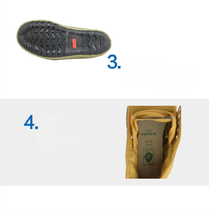 Изолирани обувки за защита срещу електрически удар, платнена горна част, средна височина, гумена подметка, 10kV изолация
