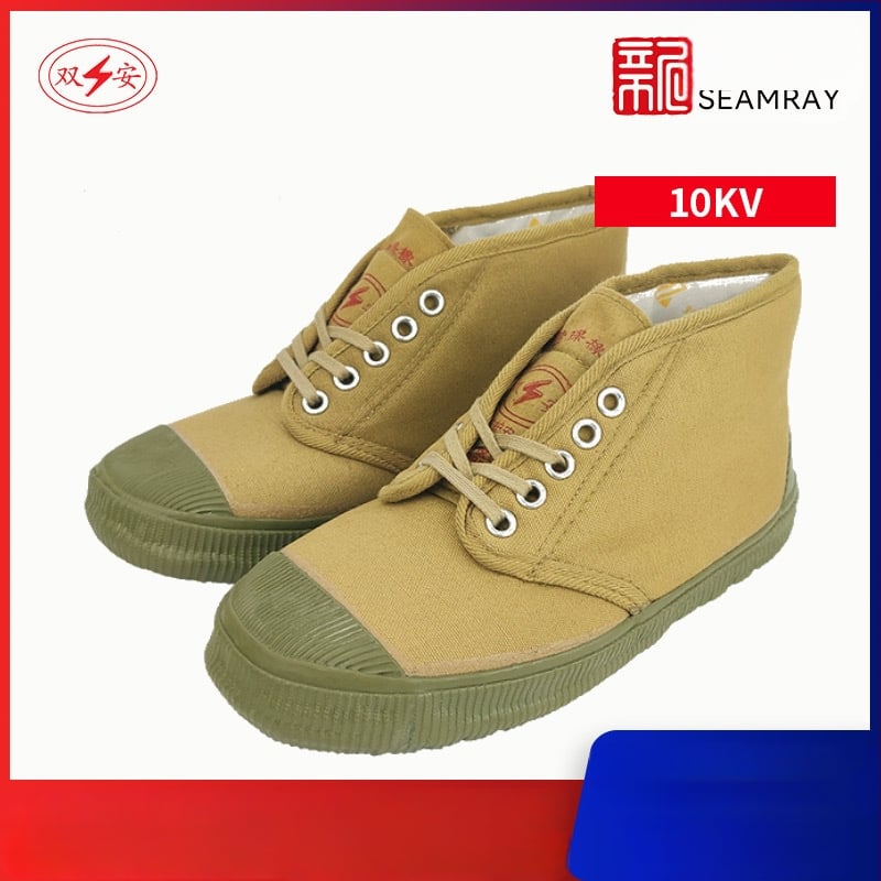 Изолирани обувки за защита срещу електрически удар, платнена горна част, средна височина, гумена подметка, 10kV изолация