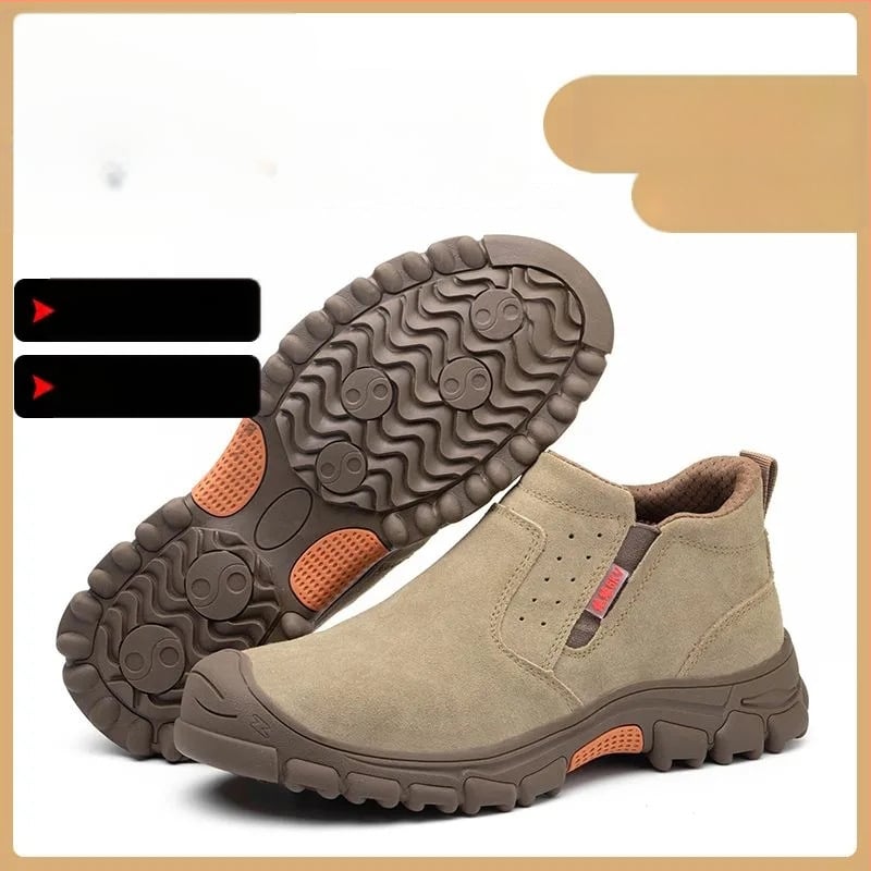 Обувки за заварчици със стоманен нос, антиудар и антипробив, лека подметка Oxford, средна височина, велур