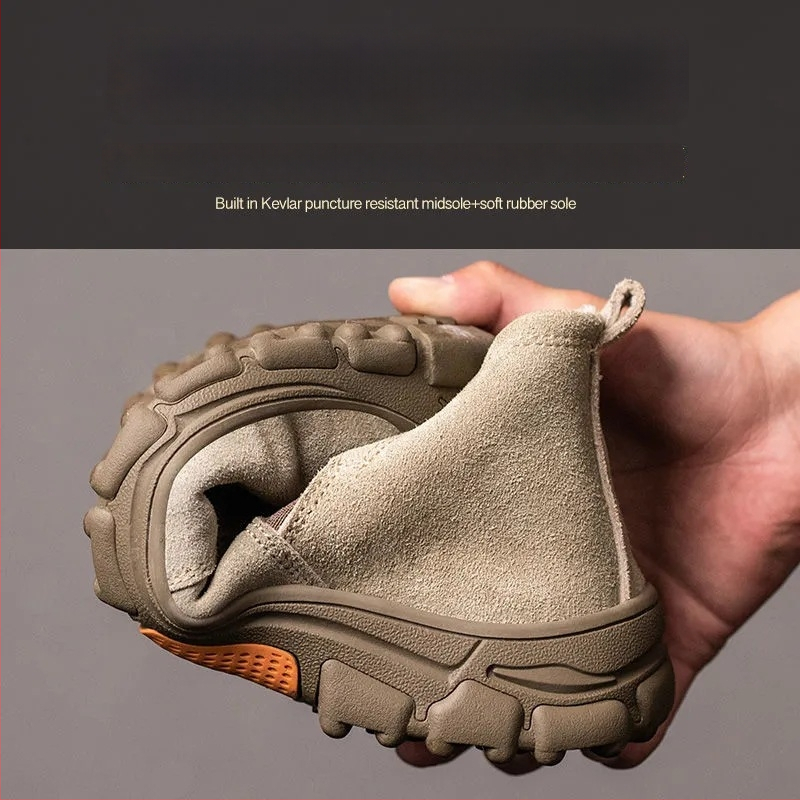 Обувки за заварчици със стоманен нос, антиудар и антипробив, лека подметка Oxford, средна височина, велур