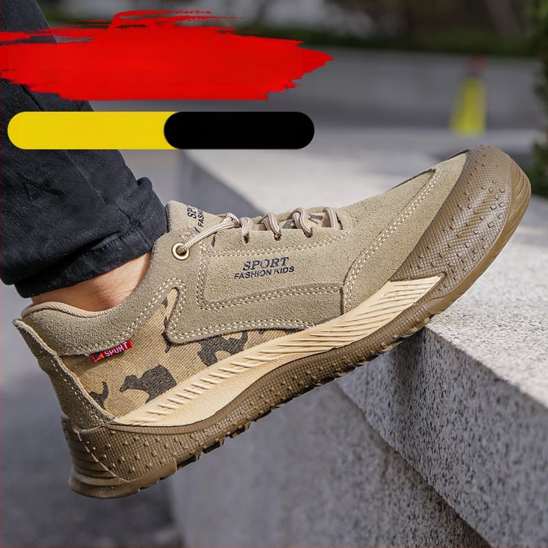 Безопасни работни обувки със стоманен нос, защита срещу удар и пробив, замшево горнище, нисък модел