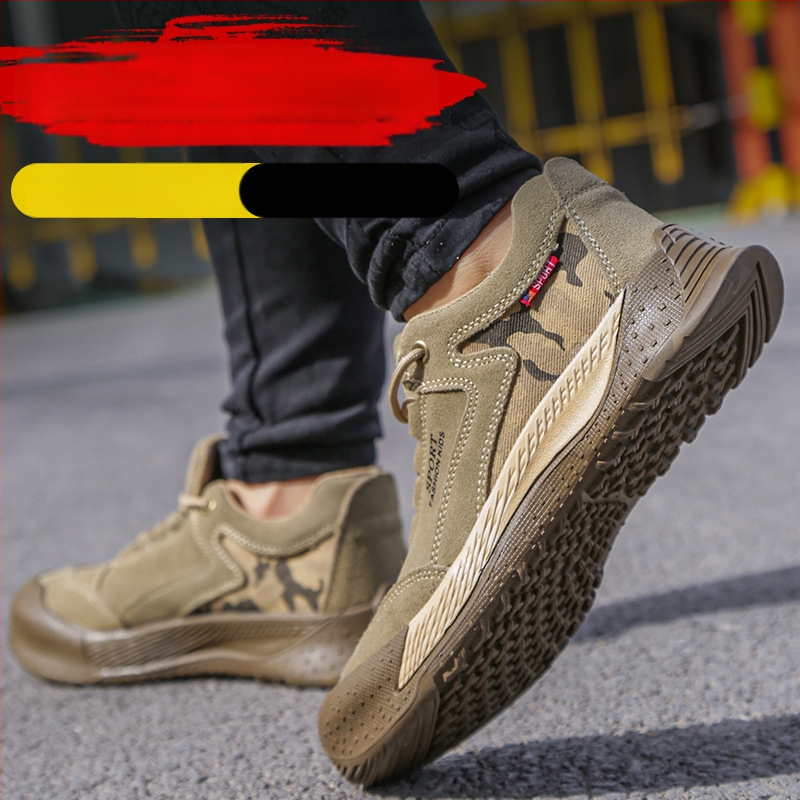 Безопасни работни обувки със стоманен нос, защита срещу удар и пробив, замшево горнище, нисък модел