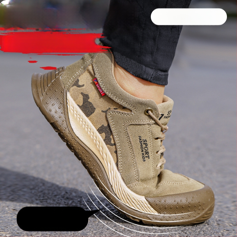 Безопасни работни обувки със стоманен нос, защита срещу удар и пробив, замшево горнище, нисък модел