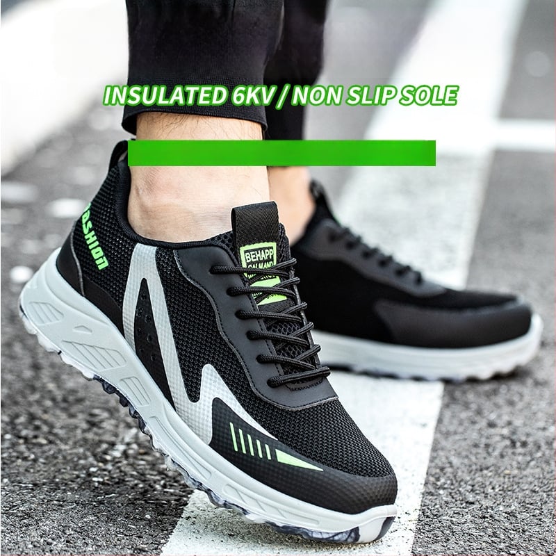 Излоирани обувки за защита на труда с анти-удар и анти-пробив и изолация; материал: дишаща мрежеста повърхност; горна част: нисък връх