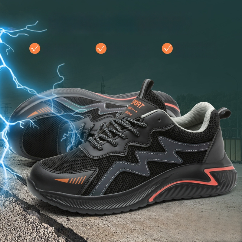 Безопасни обувки против удари и пробив с пластмасово-стоманен нос, леки, дишаща мрежеста горна част, изолация, унисекс
