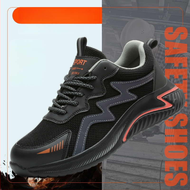 Безопасни обувки против удари и пробив с пластмасово-стоманен нос, леки, дишаща мрежеста горна част, изолация, унисекс