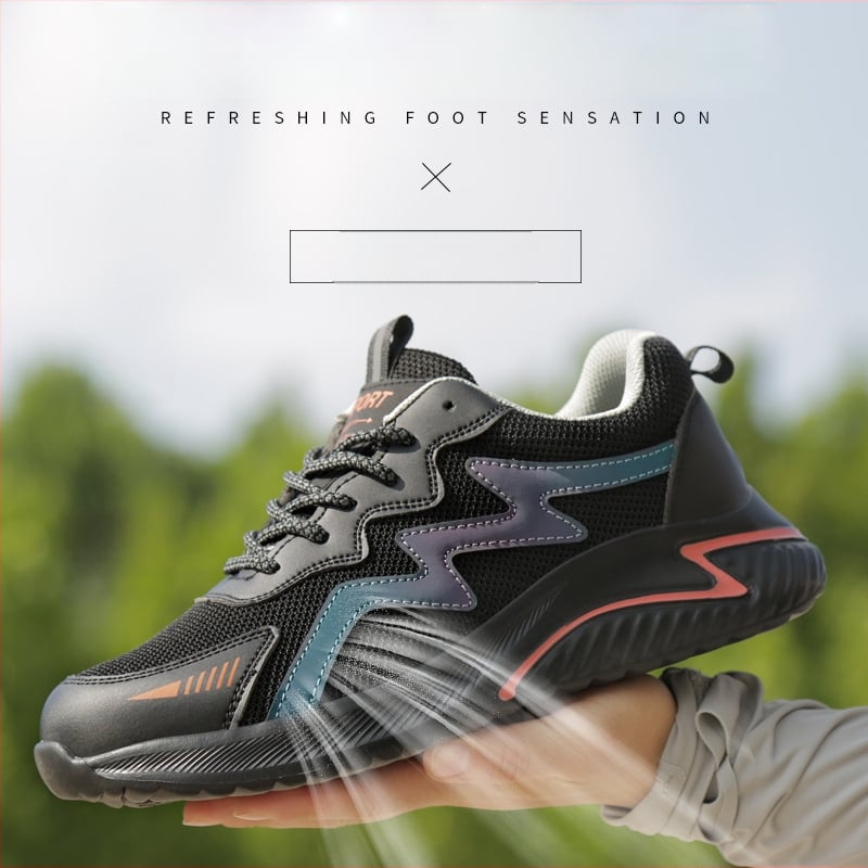 Безопасни обувки против удари и пробив с пластмасово-стоманен нос, леки, дишаща мрежеста горна част, изолация, унисекс