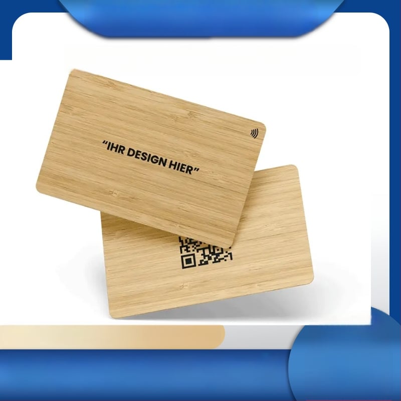 NFC koka viedā vizītkarte – bezkontakta IC karte, 144 uzglabāšana, 100000 dzēšanas/pierakstīšanas ciklu, koks/bambuss