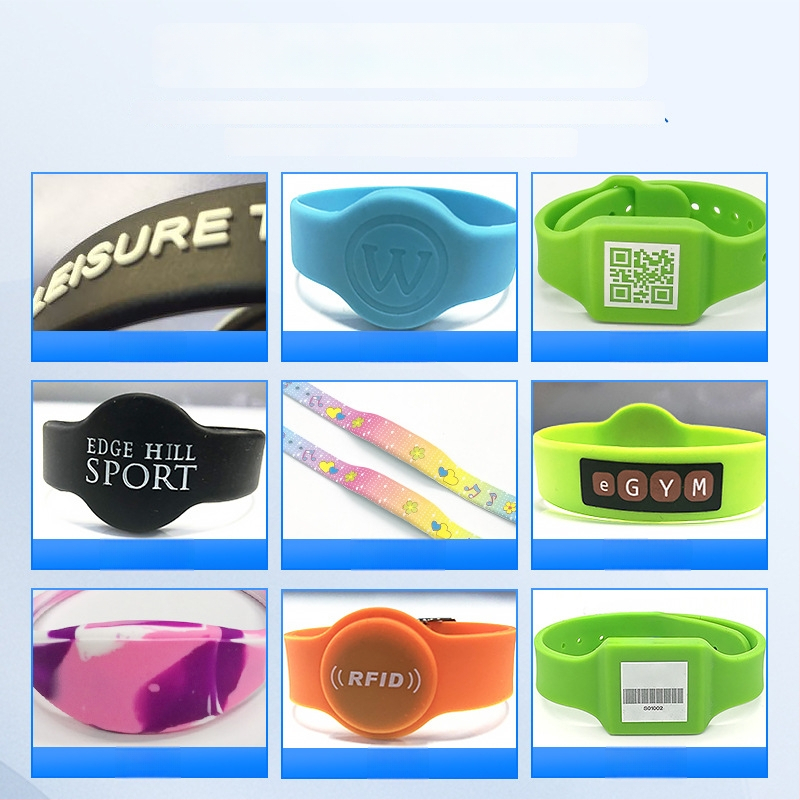 NFC/RFID silikona rokassprādze – viedkarte ar 1K atmiņu, tuvuma lasīšana, -30 līdz +80°C, piekļuve zālei, apmeklējums un skolas maksājumi