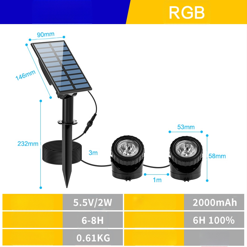 Solarne lampe za bazen, vanjske šarene podvodne svjetiljke, rasvjeta za vrt i travnjak, vodootporne podvodne svjetlo za bazen