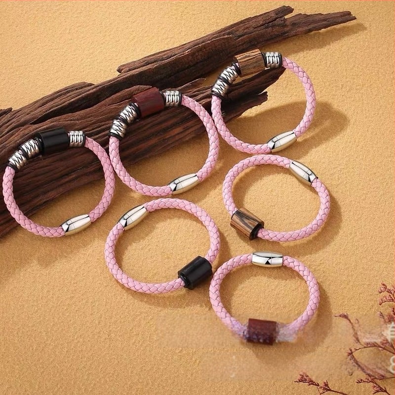 Rokassprādze no sandalwood koka ar IC+ID čipu piekļuves kontrolei, pletena ādas aukla, bezkontakta karte, uzglabāšanas ietilpība 1152/4096