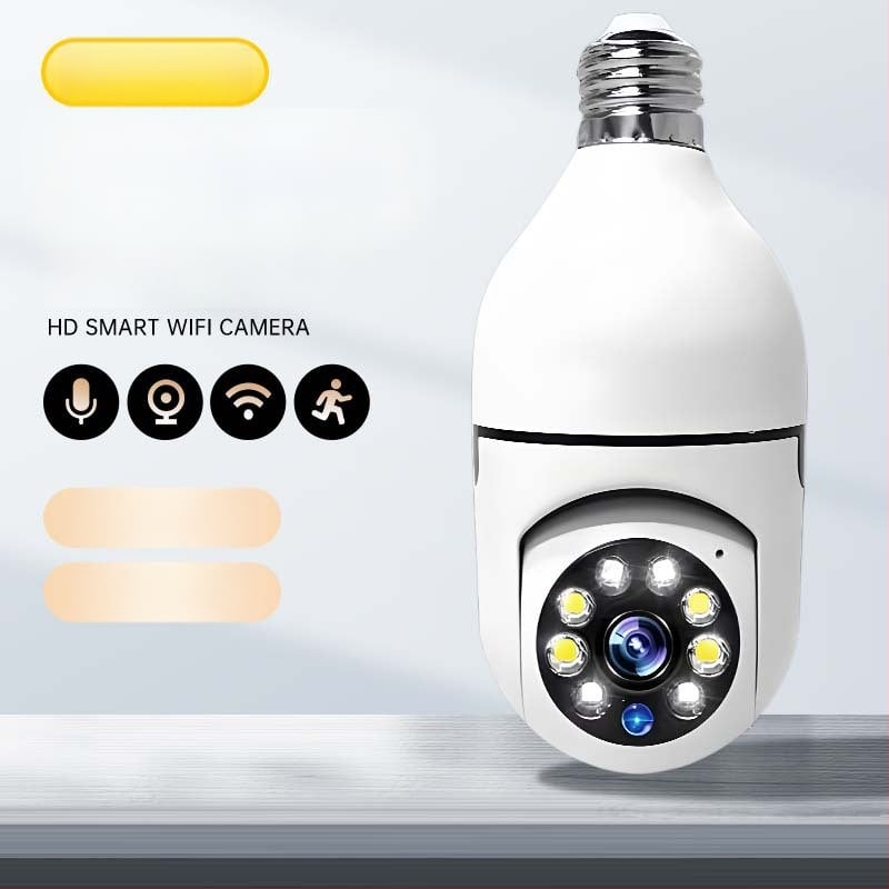 E27 pirnikaamera siseruumide WiFi, 3.6mm objektiiv, microSD kuni 256GB toega, 1 kanal, öövaade ja häirete tuvastus
