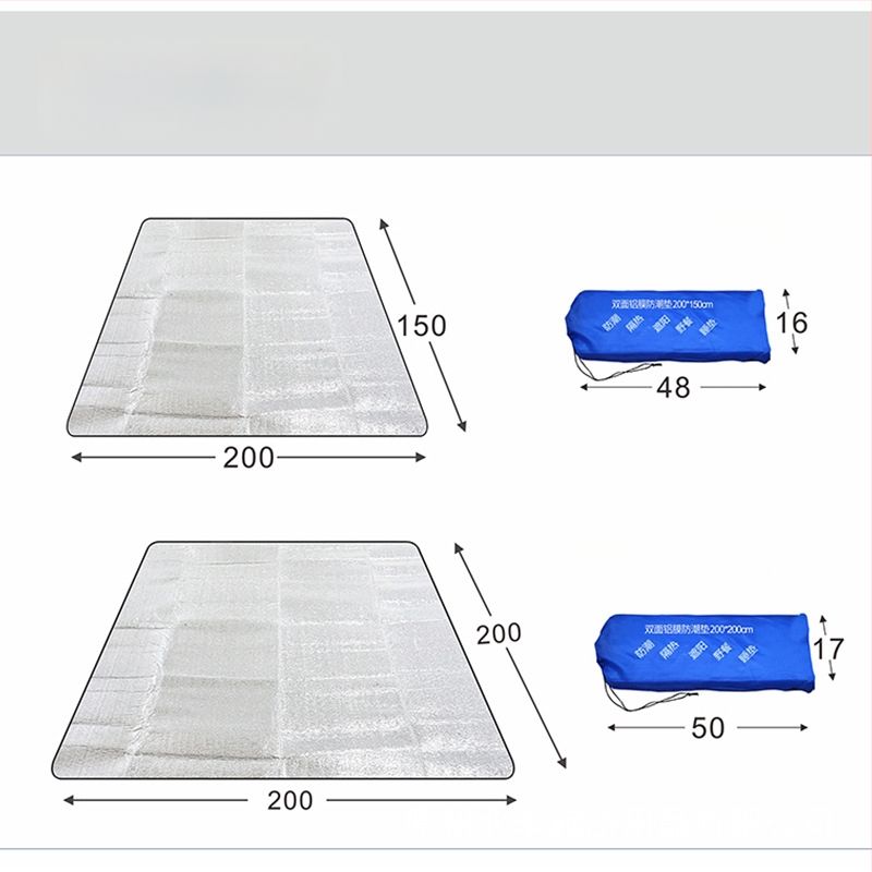Dvostrana kamping podloga s aluminijskim filmom, za vanjske piknike, vodootporna izolirajuća podloga, 200 × 150 cm, za 1–3 osobe