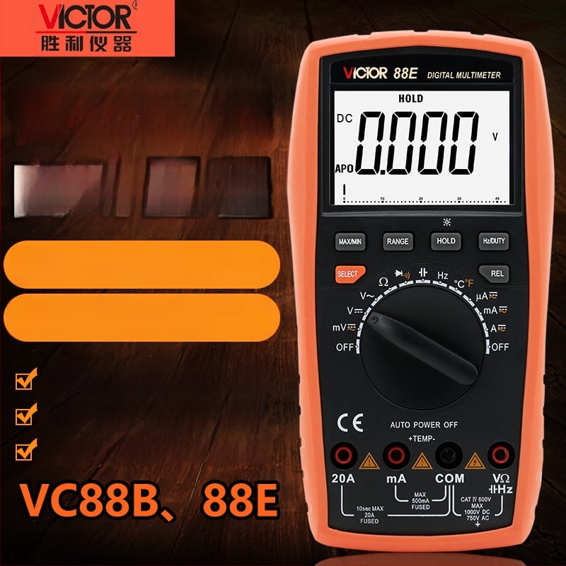 Victory VC88B/88E digitalni multimetar s automatskim rasponom, s pozadinskim osvjetljenjem, mjerenja kapaciteta, frekvencije i temperature, analogna traka
