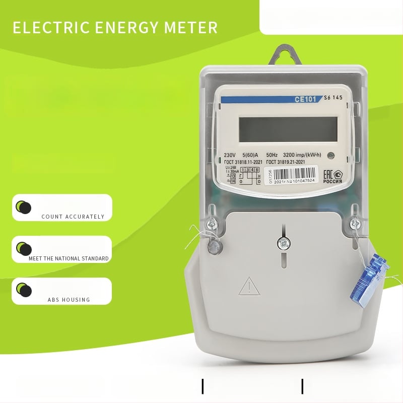 101 LCD jednofazni elektronički mjerač, niska potrošnja energije, dugačak vijek trajanja, mala pogreška, prozirni mjerač električne energije