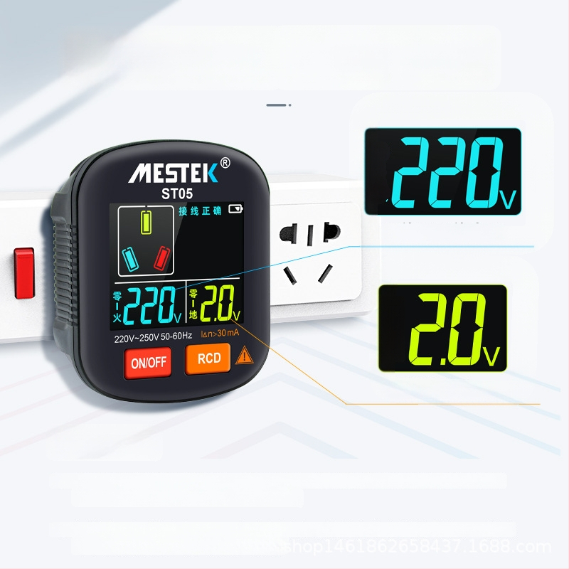 Višestrani digitalni tester utičnice s LCD zaslonom, detektor faze, provjera uzemljenja, neutralnog i faznog vodiča, test curenja struje