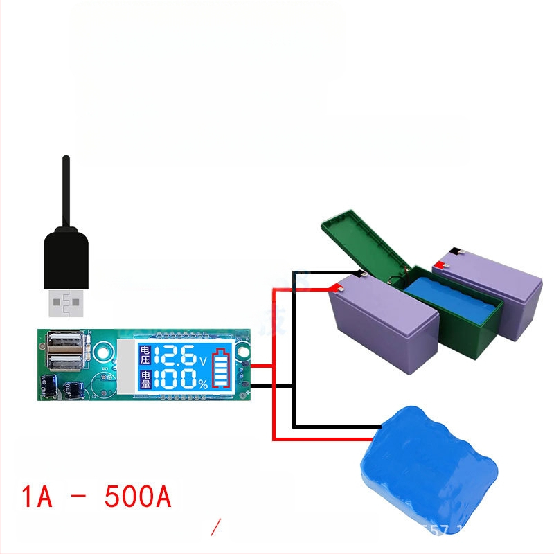 Mjerilo napona za olovno-kiselinske baterije, 3S 12V Li baterija, LED LCD zaslon, DC kabel s USB punjenjem