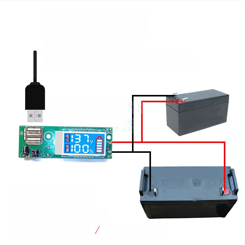 Mjerilo napona za olovno-kiselinske baterije, 3S 12V Li baterija, LED LCD zaslon, DC kabel s USB punjenjem