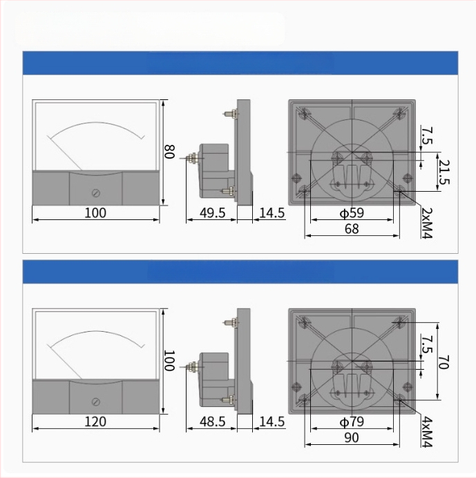 Chint pokazni ampermetar 44L1-A, voltmetar 44L1-V, 450V, 150/5A, 44C2