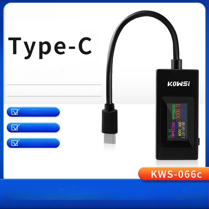KWS-066C Type-C tester s bojom zaslona – USB mjerenje struje i napona, dvostrani tester