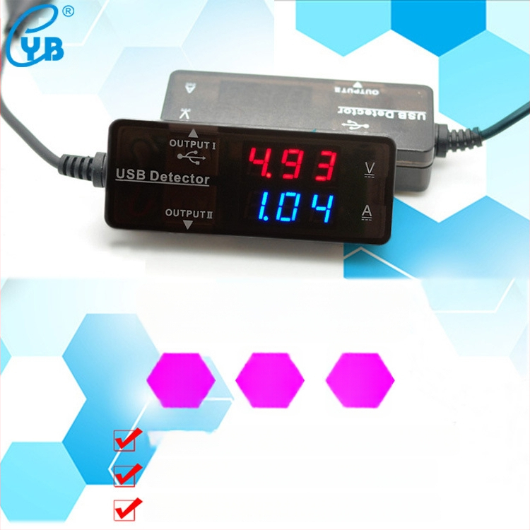 USB voltmetar i ampermetar s digitalnim dvostrukim zaslonom za testiranje USB napajanja (telefoni, vanjska baterija i tablet)