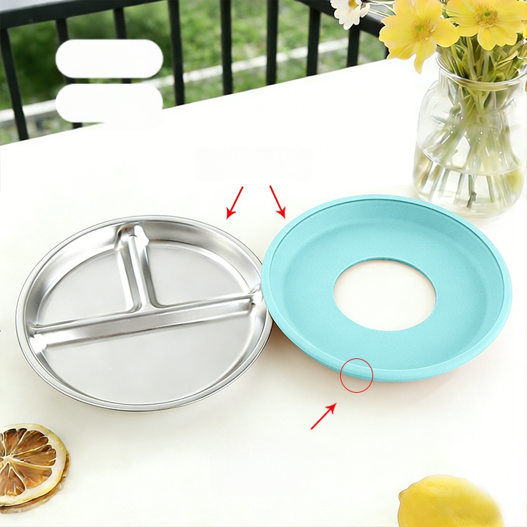 Kūdikių maitinimo lėkštė su trimis skyreliais, iš 304 nerūdijančio plieno, minimalistinio stiliaus, tinka nuo 6 mėnesių, vienas komplektas