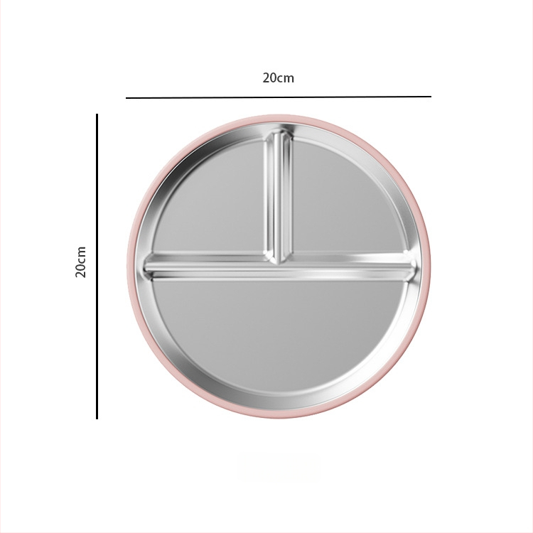 Kūdikių maitinimo lėkštė su trimis skyreliais, iš 304 nerūdijančio plieno, minimalistinio stiliaus, tinka nuo 6 mėnesių, vienas komplektas