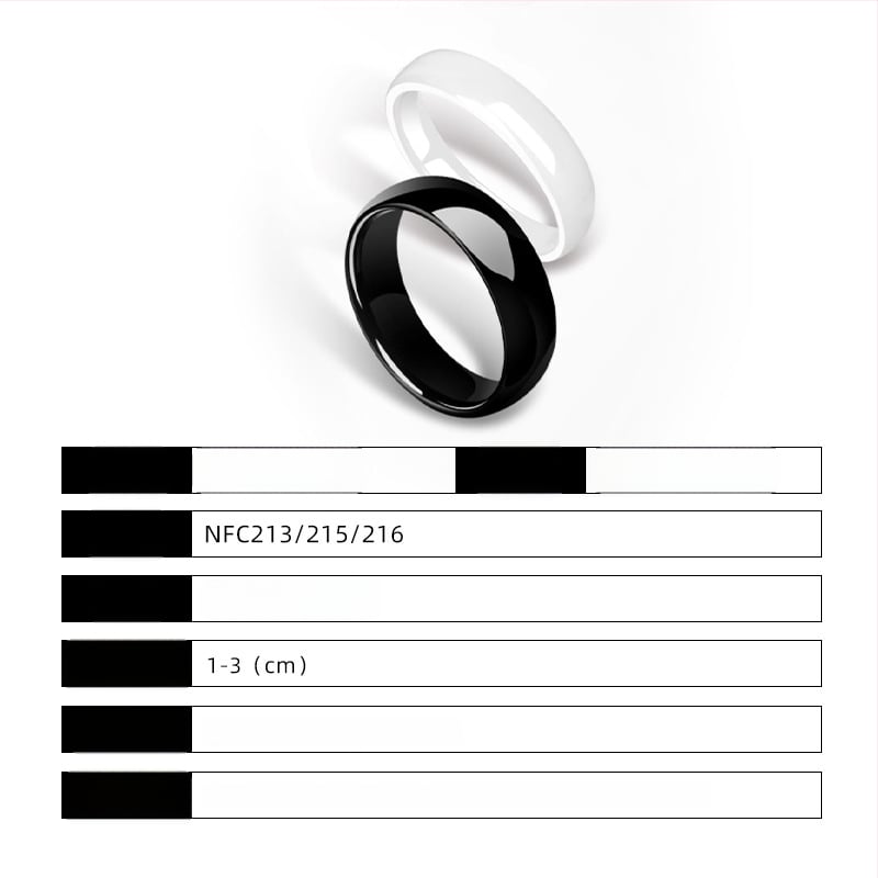 NFC keraamiline sõrmus kohandamisega, lasergraveering, erinevad stiilid