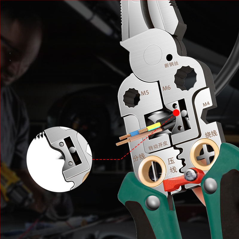 Clește pentru cabluri electrice multifuncțional cu tester, din oțel inoxidabil, 285 g