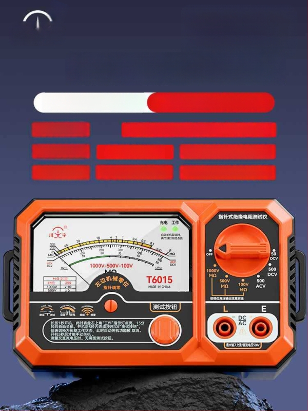 T6015 Pointer típusú szigetelésellenállás-tesztelő, AC/DC feszültség mérés, tranzisztor mérés és alacsony ellenállás detektálása