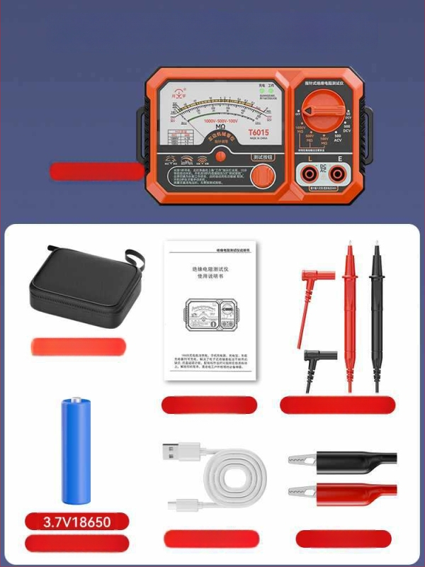 T6015 Pointer típusú szigetelésellenállás-tesztelő, AC/DC feszültség mérés, tranzisztor mérés és alacsony ellenállás detektálása
