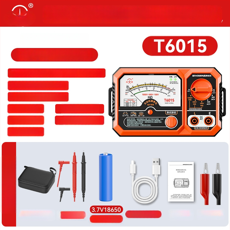 T6015 Pointer típusú szigetelésellenállás-tesztelő, AC/DC feszültség mérés, tranzisztor mérés és alacsony ellenállás detektálása
