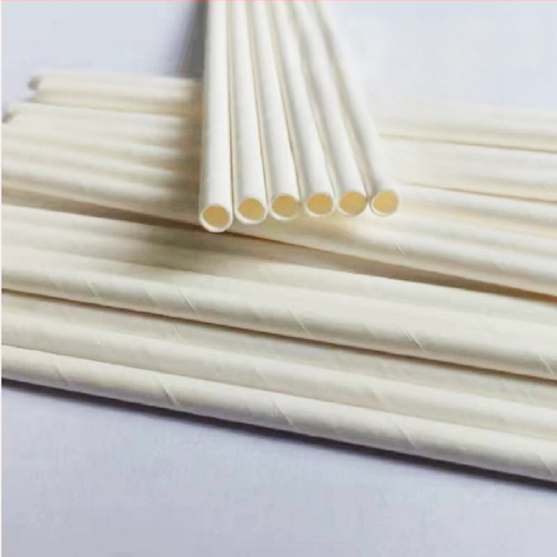 PLA bioloģiski noārdāmās papīra salmi - izliekta caurule, atsevišķi iepakoti, piemēroti piena tējai, mājās bērniem