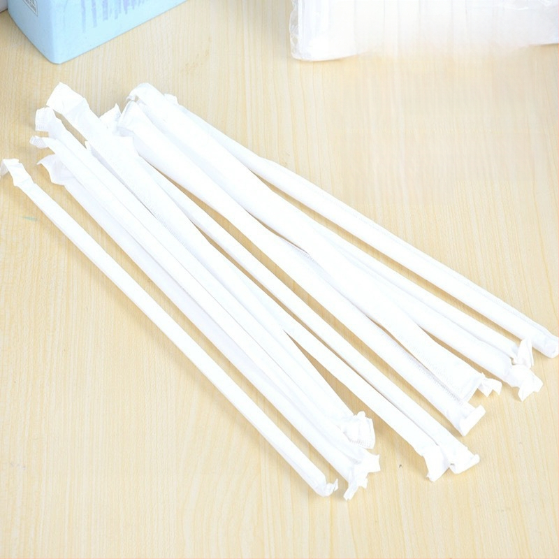 PLA bioloģiski noārdāmās papīra salmi - izliekta caurule, atsevišķi iepakoti, piemēroti piena tējai, mājās bērniem