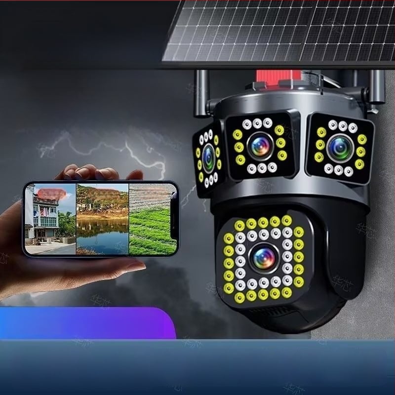 Solarna vanjska kamera za nadzor s 360° pokrivenošću, bez mrtvih kutova, ultra jasna, vodootporna