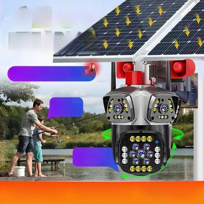 Solarna vanjska kamera za nadzor s 360° pokrivenošću, bez mrtvih kutova, ultra jasna, vodootporna