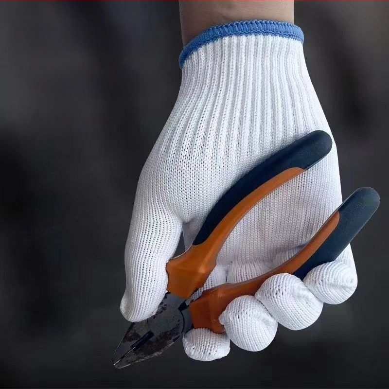 Mănuși de protecție pentru lucru din fir de bumbac-satén, tricotate cu 10 ace (Brand: Love and wear; Funcție: Protecție și rezistență la uzură; Domeniu de utilizare: Protecție; Greutate: 1)