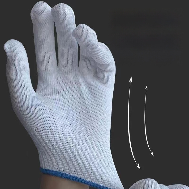 Mănuși de protecție pentru lucru din fir de bumbac-satén, tricotate cu 10 ace (Brand: Love and wear; Funcție: Protecție și rezistență la uzură; Domeniu de utilizare: Protecție; Greutate: 1)