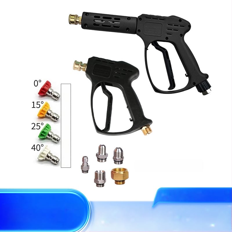 Κεφαλή πιστόλι υψηλής πίεσης για πλύσιμο αυτοκινήτων – σώμα από πλαστικό; σύνδεση από χαλκό; ακροφύσιο από κράμα; λαβή τύπου δαχτύλου; τύπος ψεκασμού: φυσητή/ροή νερού